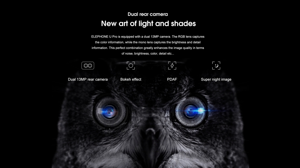 [HK Stock]Elephone U Pro 5.99 Inch Smartphone Android 8.0 Snapdragon 660 Octa Core 6GB RAM 128GB ROM Dual 13.0MP+13.0MP