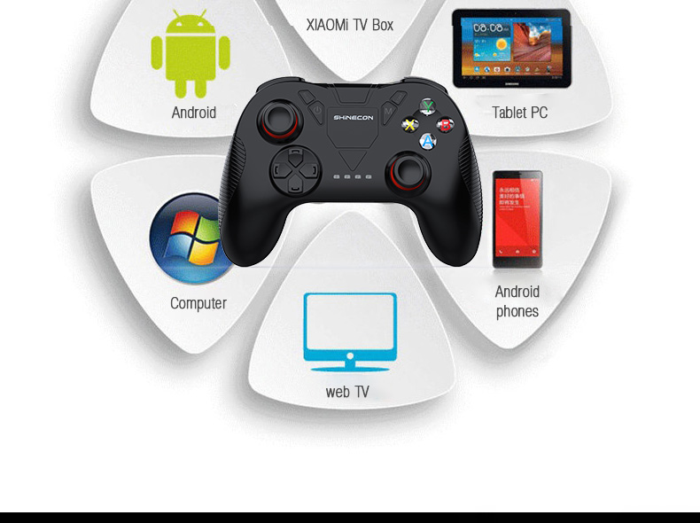 VR SHINECON SC-B04A 2.4G Wireless Bluetooth Gamepad Bluetooth 4.0 Game Remote Controller for Android iOS PC VR - Black
