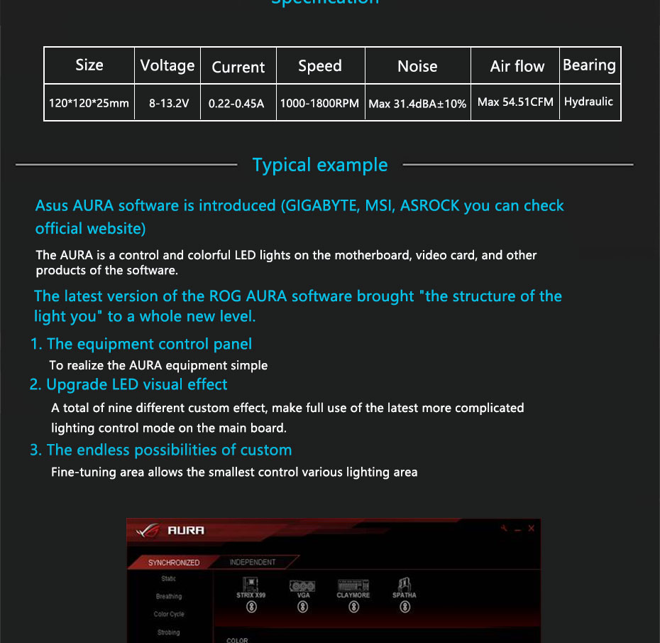 Pccooler Halo 12cm Case Cooler Fan 4 Pin PWM With RGB LED Light Support ASUS AURA For CPU Cooler - Black