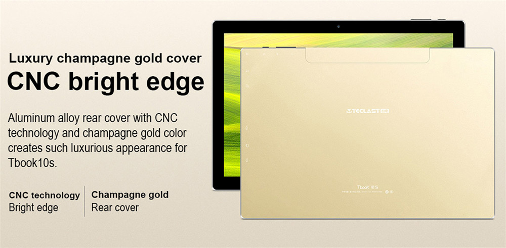 Teclast TBook 10S Tablet PC 10.1 inch Dual OS Windows 10 + Android 5.1 4GB/64GB Intel Atom X5 Z8350 Quad Core 1.92GHz IPS 1920*1200 - Gold