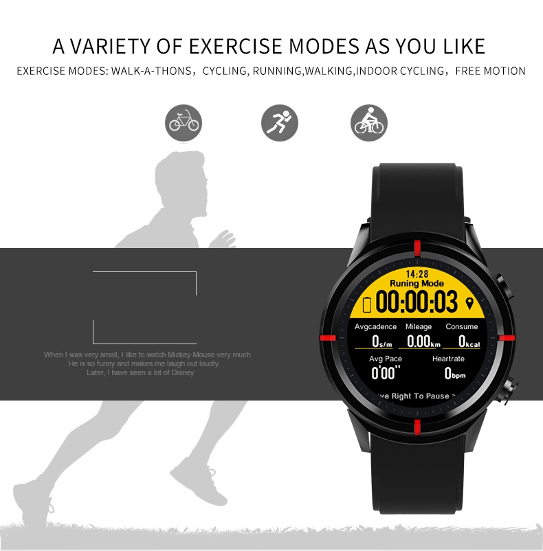 GW12 Smartwatch Phone Continuous Heart Rate Monitor GPS/Beidou - Black