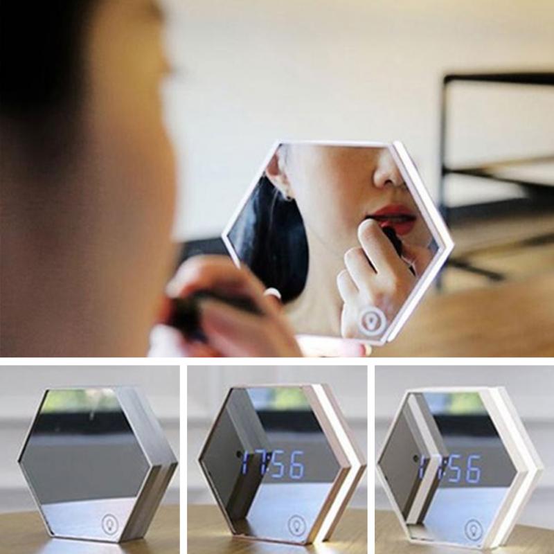 Multifunctional LED Light Touch Control Mirror Digital Display with Thermometer Night Light -White