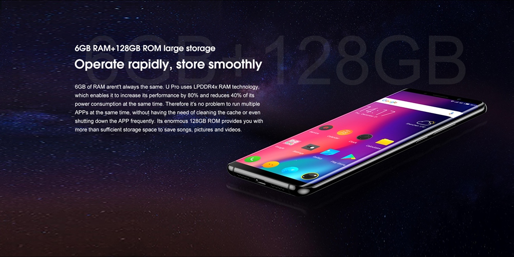 [HK Stock]Elephone U Pro 5.99 Inch Smartphone Android 8.0 Snapdragon 660 Octa Core 6GB RAM 128GB ROM Dual 13.0MP+13.0MP