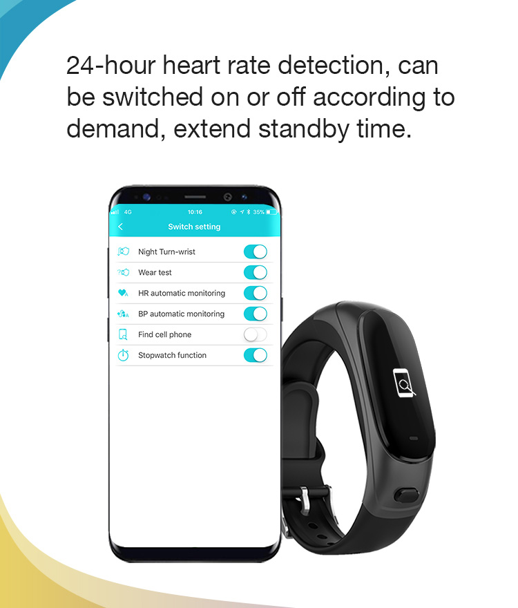 V08 Smart Bracelet 2 In 1 Portable Bluetooth Earphone Blood Pressure Continuous Heart Rate Monitor Compatible With IOS Android - Black