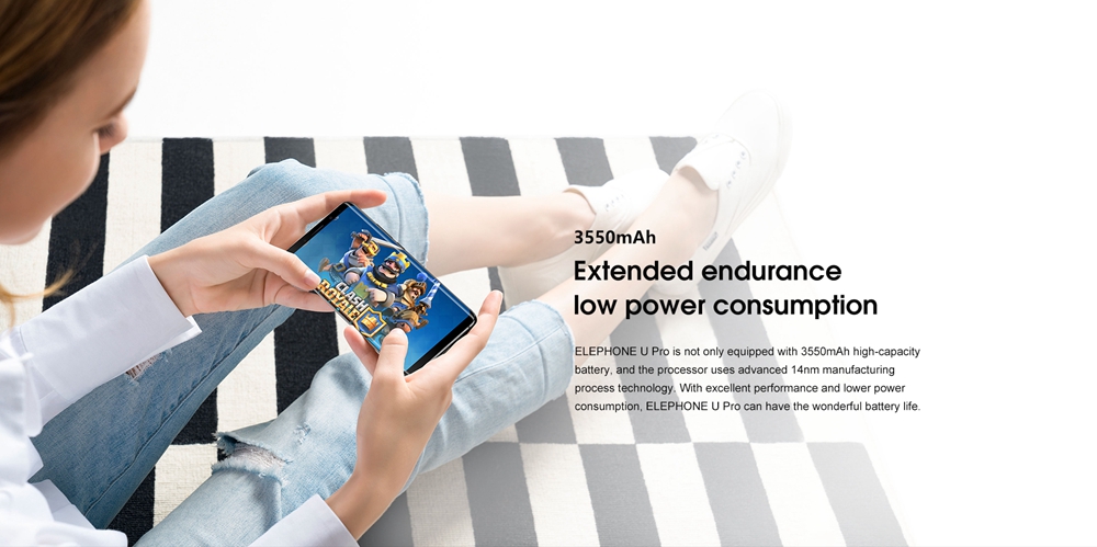 [HK Stock]Elephone U Pro 5.99 Inch 4G Smartphone Android 8.0 Qualcomm Snapdragon 660 Octa Core 6GB RAM 128GB ROM - Black