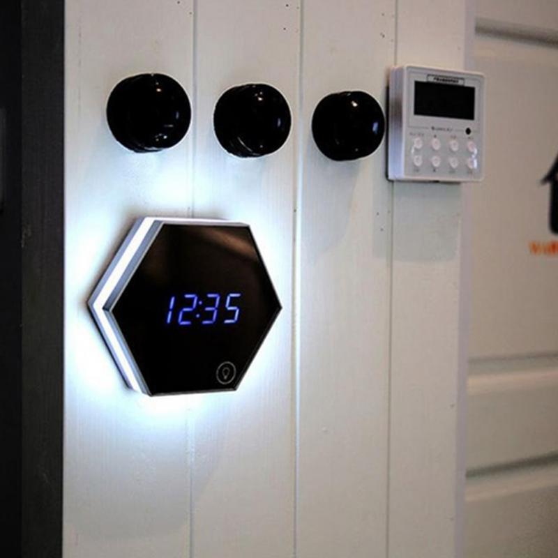 Multifunctional LED Light Touch Control Mirror Digital Display with Thermometer Night Light -White