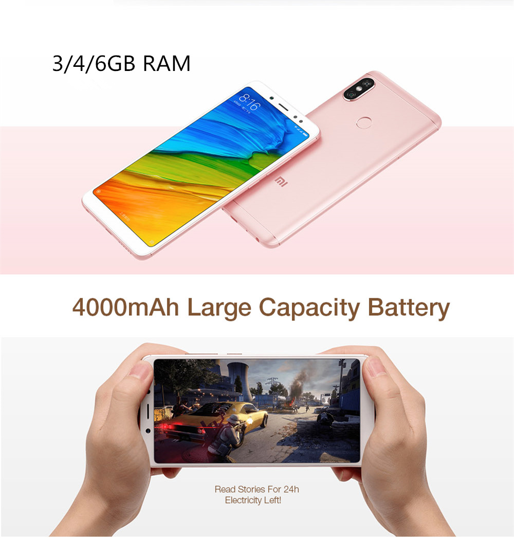 Xiaomi Redmi Note 5 5.99 Inch Smartphone Snapdragon 636 Octa Core 4GB 64GB 5.0MP+12MP Dual Rear Cameras MIUI 9 OS 18:9 Full Screen - Gold