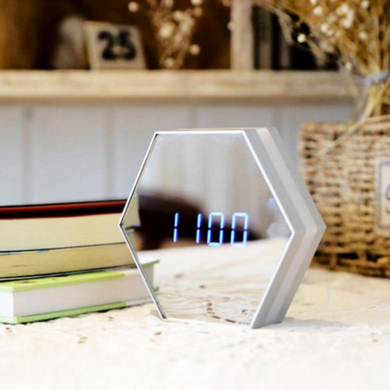 Multifunctional LED Light Touch Control Mirror Digital Display with Thermometer Night Light -White