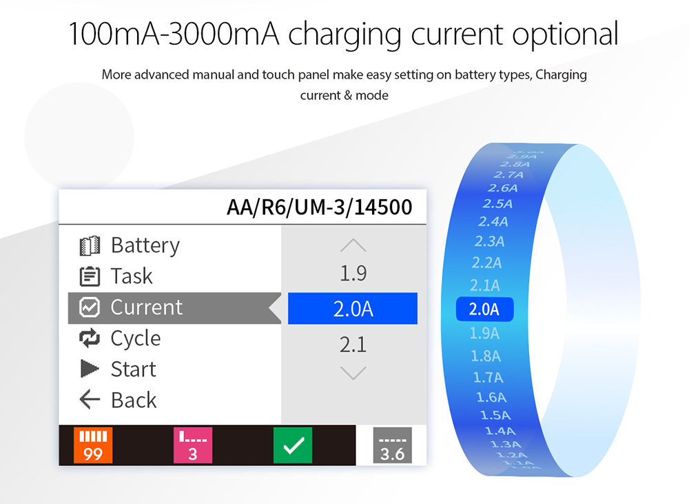ISDT C4 Smart Charger Max Output 8A 100mA-3000mA Optional Charging Current for NiMH NiCd Li-ion Batteries - Black