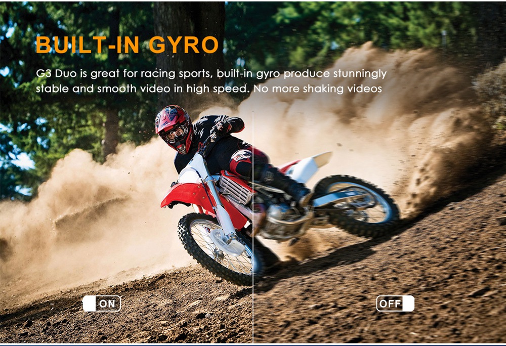 Gitup G3 Duo 2160P 170 Degree FOV WiFi Bluetooth Sport Camera 2 Inch Touch LCD Screen Novatek 96663 Chipset Sony IMX117 12MP Image Sensor Action Camera - Black (PRO Packaging)