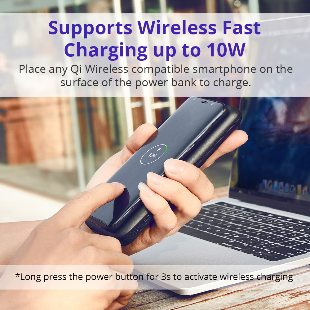Tronsmart AirAmp 8000mAh Hybrid Wireless Charging Power Bank for Samsung Galaxy Series S9/S9 Plus iPhone 6/7/8 iPhone X - Black