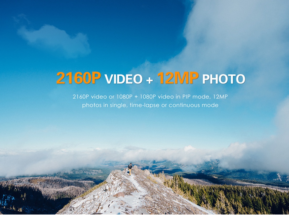 Gitup G3 Duo 2160P 170 Degree FOV WiFi Bluetooth Sport Camera 2 Inch Touch LCD Screen Novatek 96663 Chipset Sony IMX117 12MP Image Sensor Action Camera - Black (PRO Packaging)