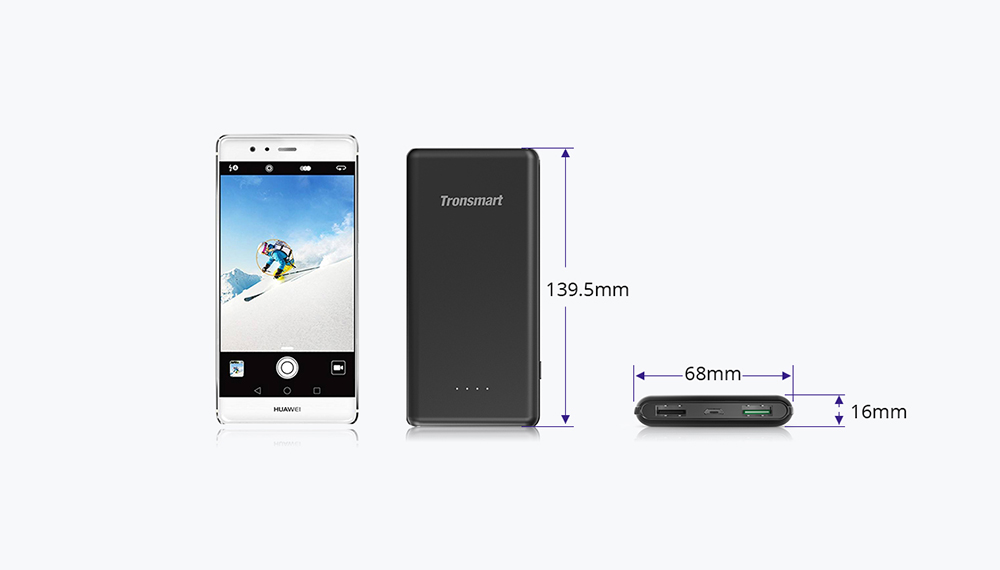 Tronsmart Presto 30W Quick Charge 3.0 10000mAh Power Bank Micro USB Quick Charge Port Compatible with Quick Charge 2.0 Devices - White