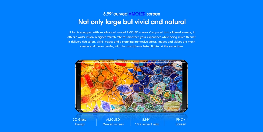 [HK Stock]Elephone U Pro 5.99 Inch 4G Smartphone Android 8.0 Qualcomm Snapdragon 660 Octa Core 6GB RAM 128GB ROM - Black