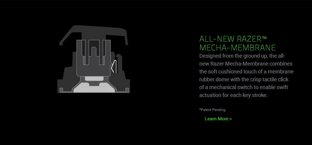 [HK Stock] Razer Ornata Wired Membrane Gaming Keyboard 104 Keys With Mid-Height Keycaps Wrist Rest Green Blacklight US Layout - Black