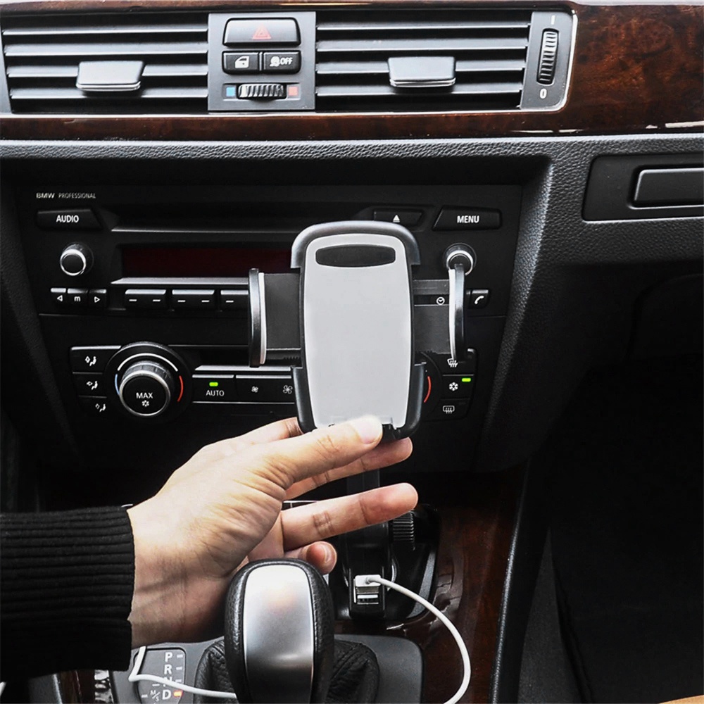 S2381 Car Holder Cigarette Lighter USB Charger For Smartphones Black