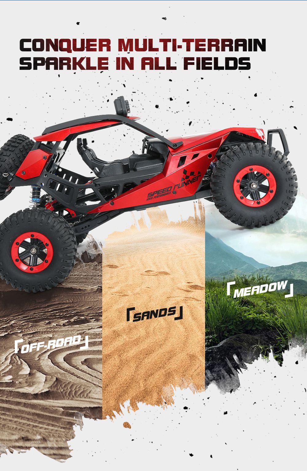 JJRC Q46 1:12 2.4G 4WD Brushed High Speed Off-road RC Car RTR - Red
