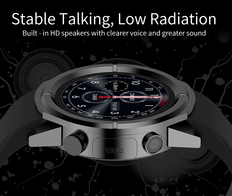 GW12 Smartwatch Phone Continuous Heart Rate Monitor GPS/Beidou - Black