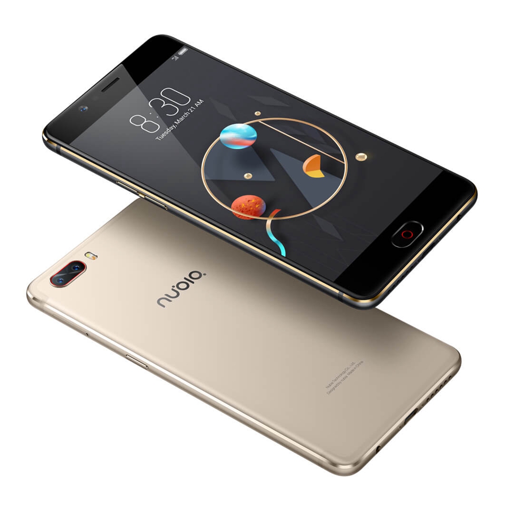 [HK Stock][Official Global Version]Nubia M2 NX551J 5.5 Inch Smartphone FHD Screen Snapdragon 625 Octa Core A53 2.0GHz 4GB 64GB 13.0MP Dual Rear Camera Touch ID Metal Unibody - Black Gold