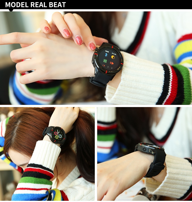 GW12 Smartwatch Phone Continuous Heart Rate Monitor GPS/Beidou - Black