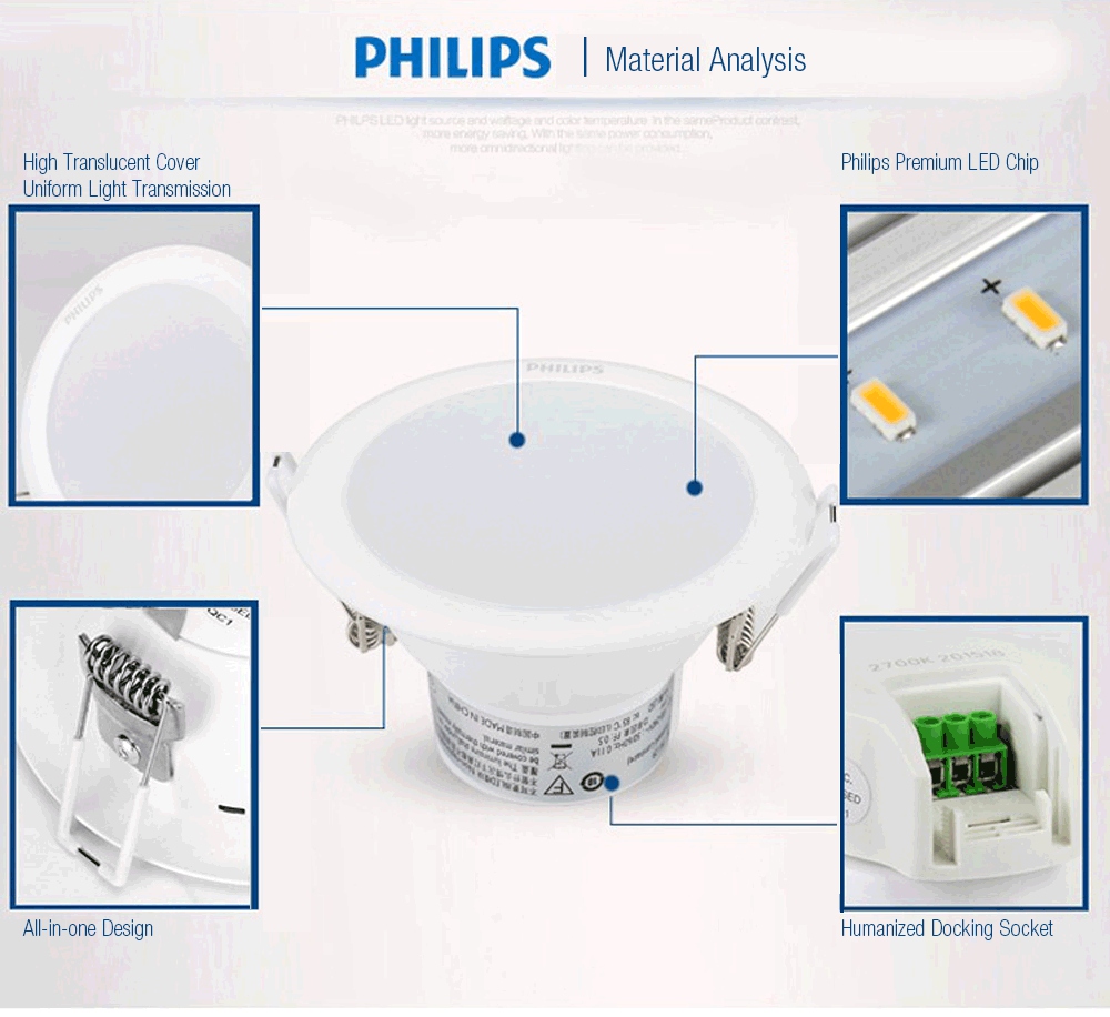 [HK Stock] Philips LED Barrel Lamp 9W 40K 4 Inches Sitting Room Lamp Bedroom Light - Silver