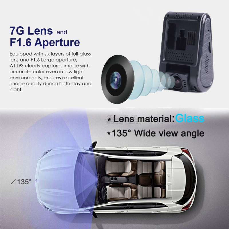 VIOFO A119S V2 NT96660 Sony IMX291 2.0 Inch LCD Dash Camera FHD 1080P 135 Degree Wide Angle With GPS - Black