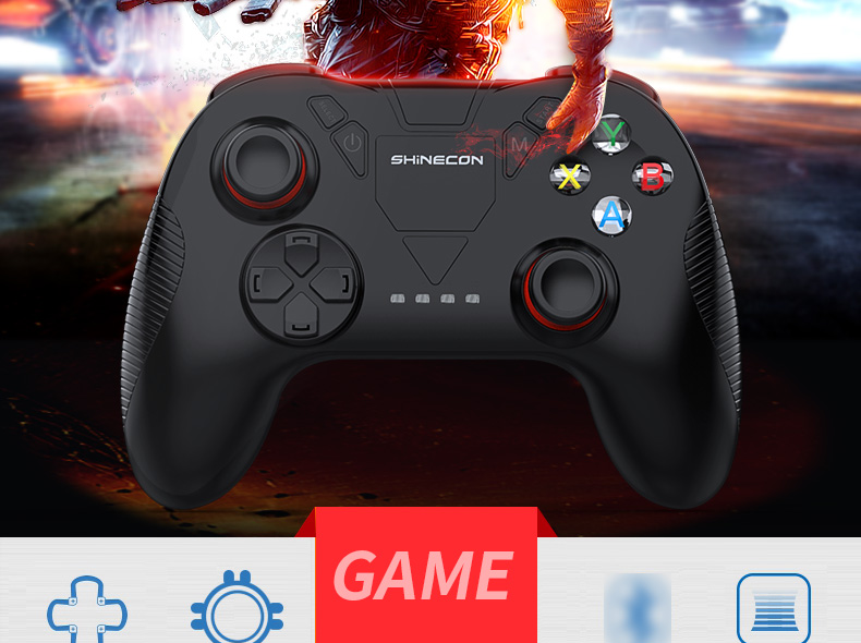 VR SHINECON SC-B04A 2.4G Wireless Bluetooth Gamepad Bluetooth 4.0 Game Remote Controller for Android iOS PC VR - Black