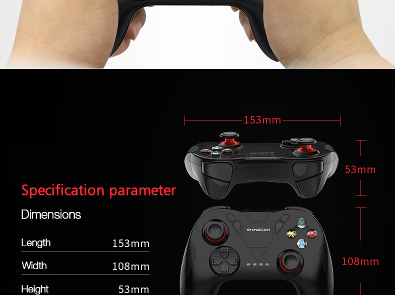 VR SHINECON SC-B04A 2.4G Wireless Bluetooth Gamepad Bluetooth 4.0 Game Remote Controller for Android iOS PC VR - Black