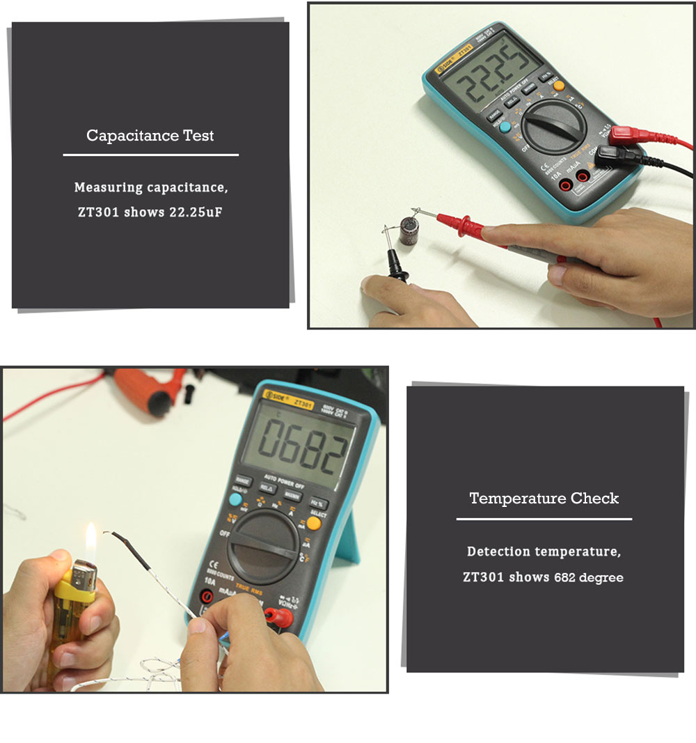 ZOYI ZT301 Digital Multimeter True RMS Auto Range 8000 Counts LED Backlight