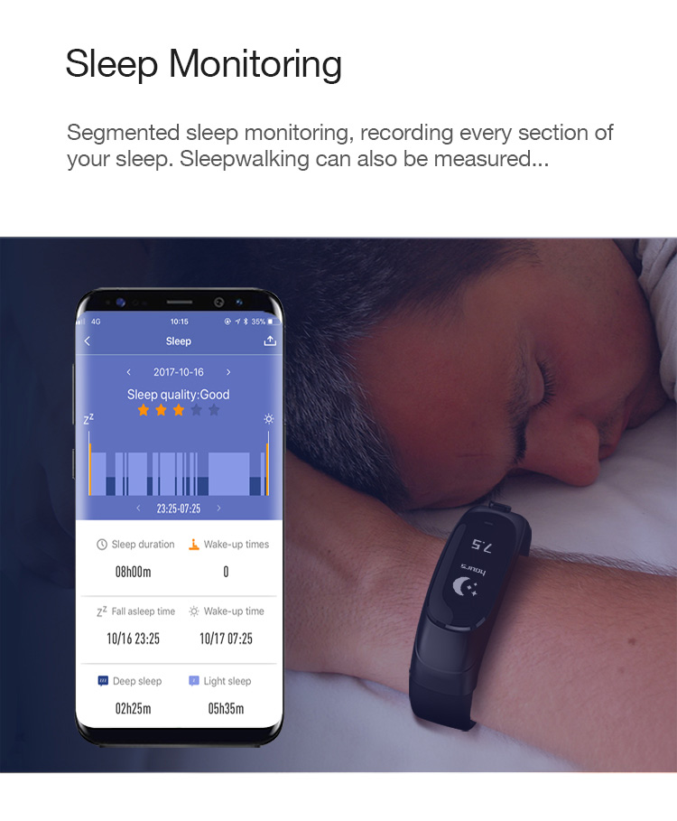 V08 Smart Bracelet 2 In 1 Portable Bluetooth Earphone Blood Pressure Continuous Heart Rate Monitor Compatible With IOS Android - Black