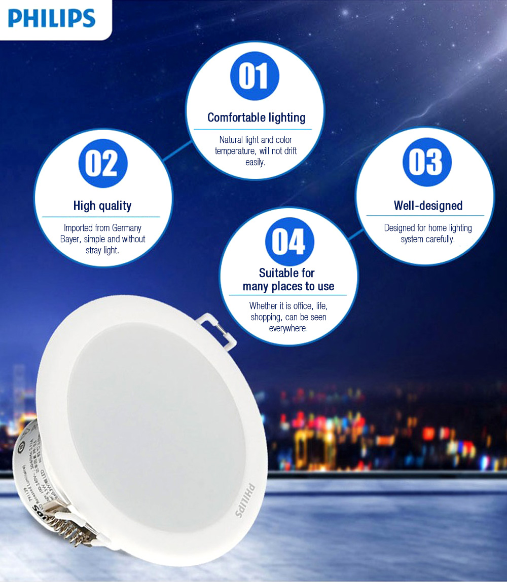 [HK Stock]Philips LED Downlight 10W 6500K 4 Inch Corridor Lamp LED Ceiling Light - White Light