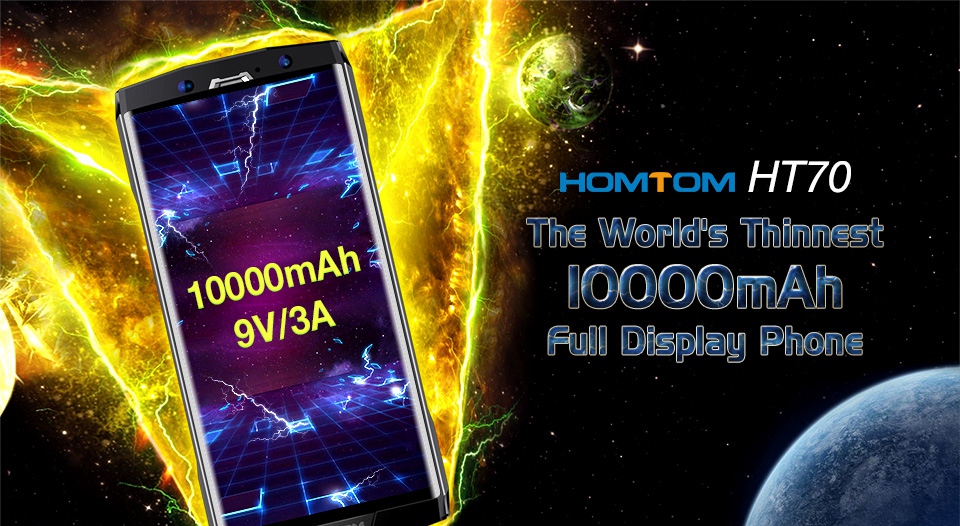 [HK Stock]HOMTOM HT70 6.0 Inch Smartphone MTK6750T Octa Core 4GB 64GB 16MP+5MP Dual Rear Cameras Android 7.0 HD+ 18:9 Screen 10000mAh - Silver