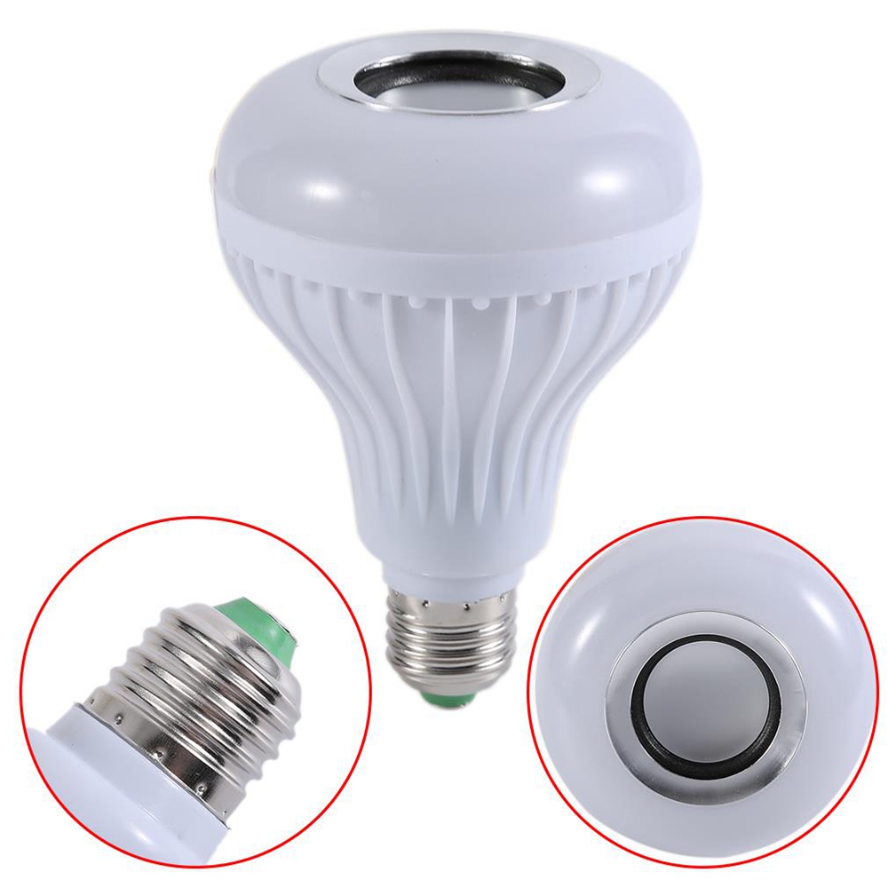 Wireless Bluetooth Remote Control Mini Smart Audio Speaker LED Music Bulb - White