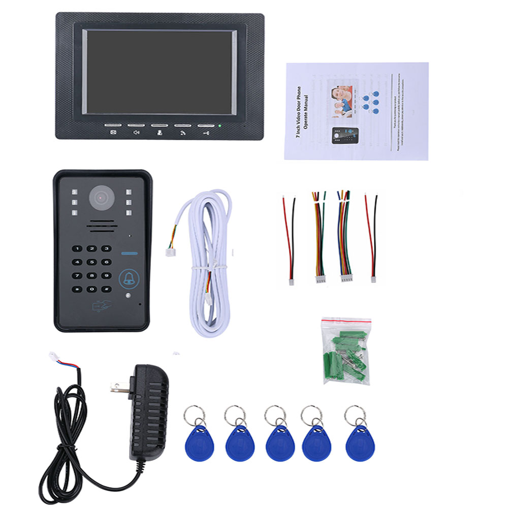 SY817BMJSA11 Doorbell Intercom Kit 7 Inch TFT Video Door Phone Night Vision with IR-CUT HD 1000TVL Camera -Black