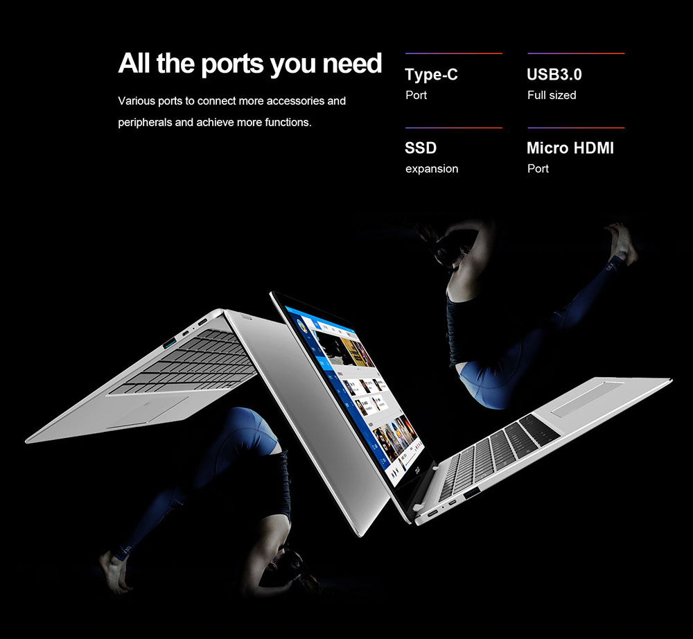 Teclast F6 Pro Notebook Fingerprints Intel Core m3-7Y30 Dual Core 13.3" 1920*1080 IPS Screen 8GB RAM 128GB ROM Windows 10 Dual Band Wifi - Silver