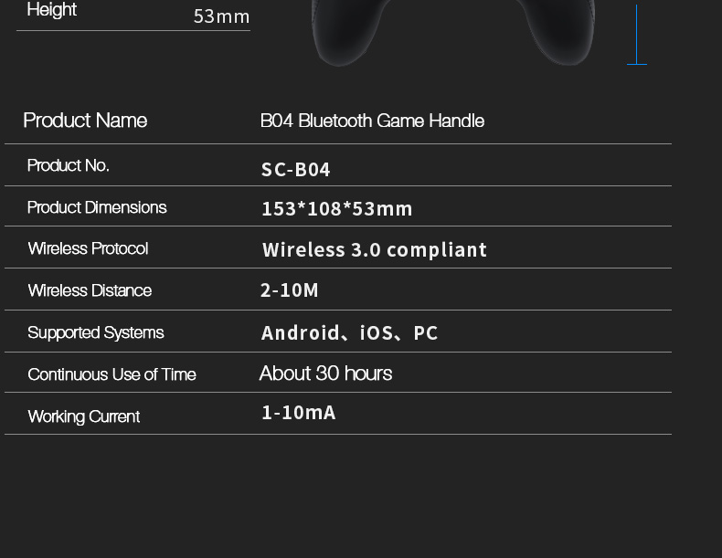 VR SHINECON SC-B04 2.4G Wireless Bluetooth Gamepad Bluetooth 4.0 Game Remote Controller for Android iOS PC VR - Black
