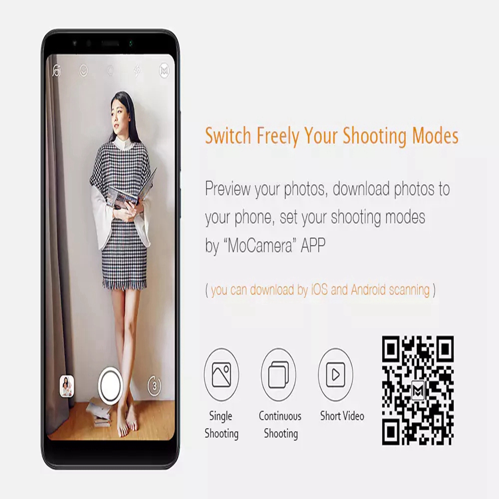 XiaoMo AI Action Camera Intelligent Gesture Recognition Quad Core Cortes A53 CPU / Smart Beauty Shot - White