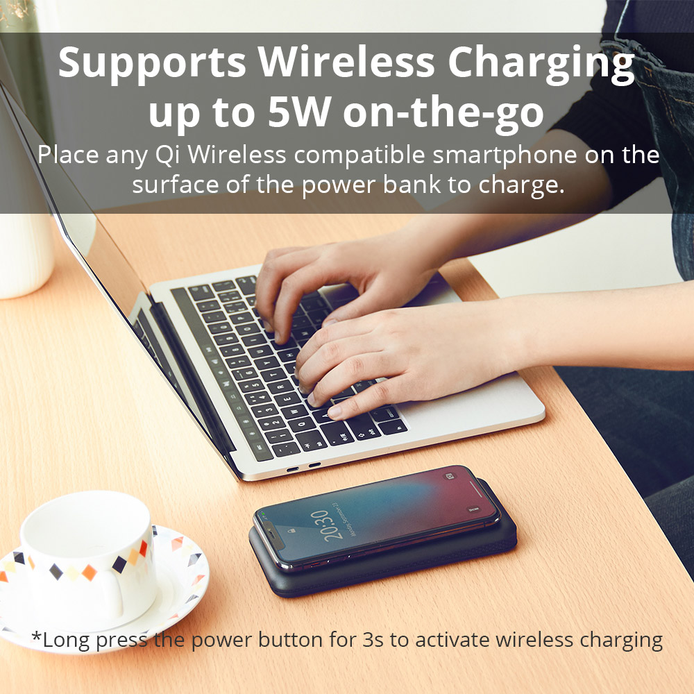 Tronsmart AirAmp 10000mAh Hybrid Wireless Charging Power Bank for Samsung Galaxy Series S9/S9 Plus iPhone 6/7/8 iPhone X - Black