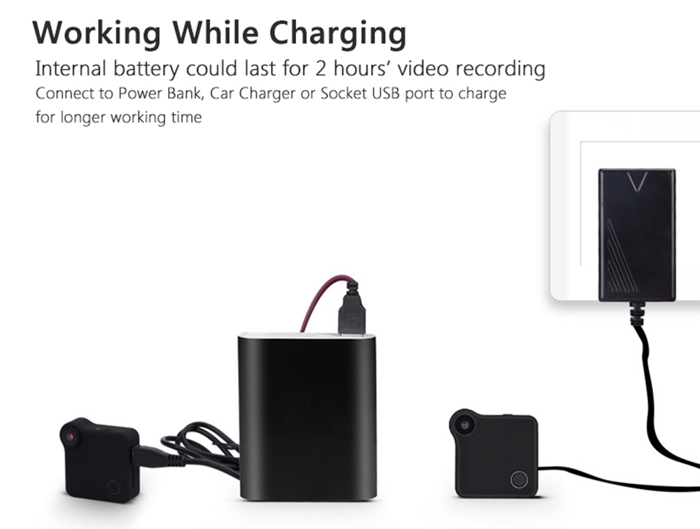 C1 Mini Wearable WiFi Camera 720P 78 Degree Wide Angle Motion Detection Photo Shooting Recording Android iOS Control - Black