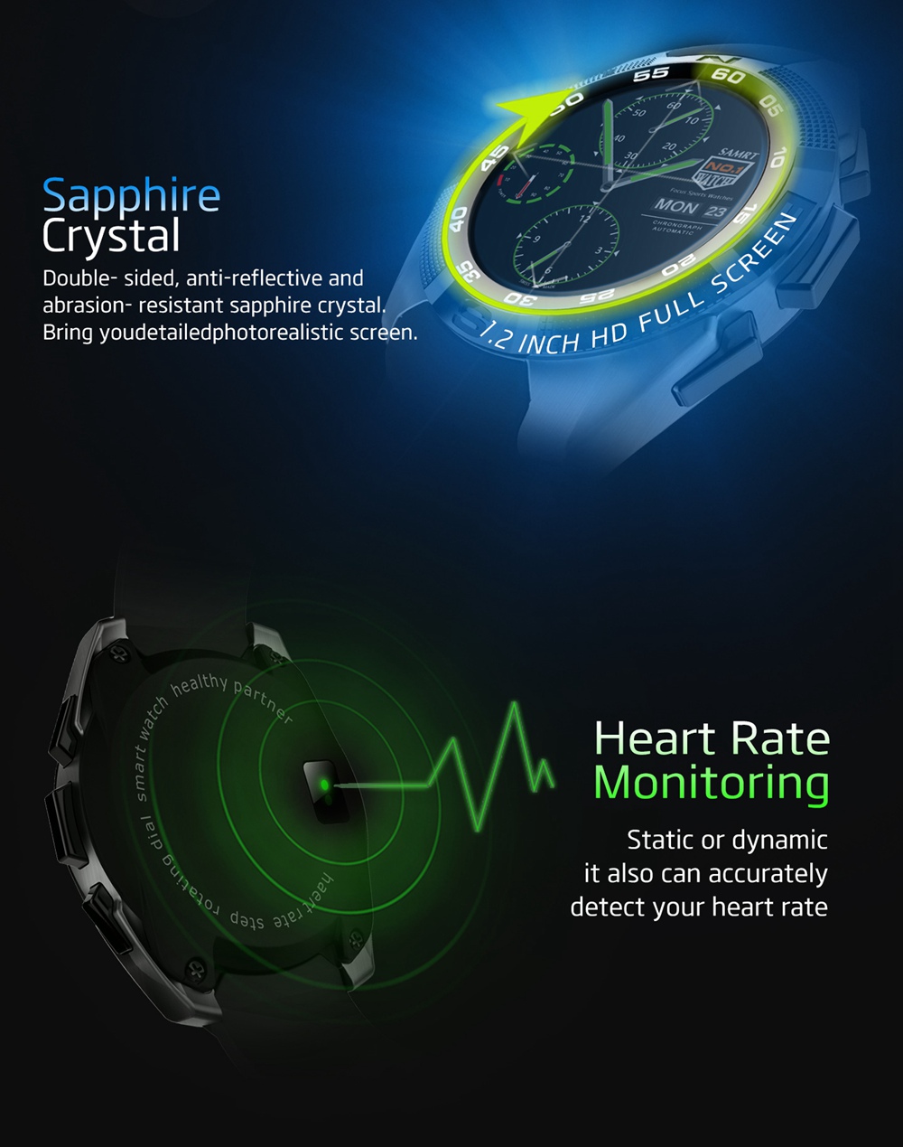 NO.1 Smart Watch Heart Rate Monitor Black
