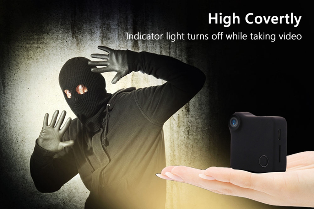 C1 Mini Wearable WiFi Camera 720P 78 Degree Wide Angle Motion Detection Photo Shooting Recording Android iOS Control - Black