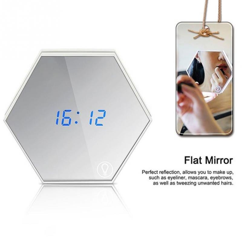 Multifunctional LED Light Touch Control Mirror Digital Display with Thermometer Night Light -White