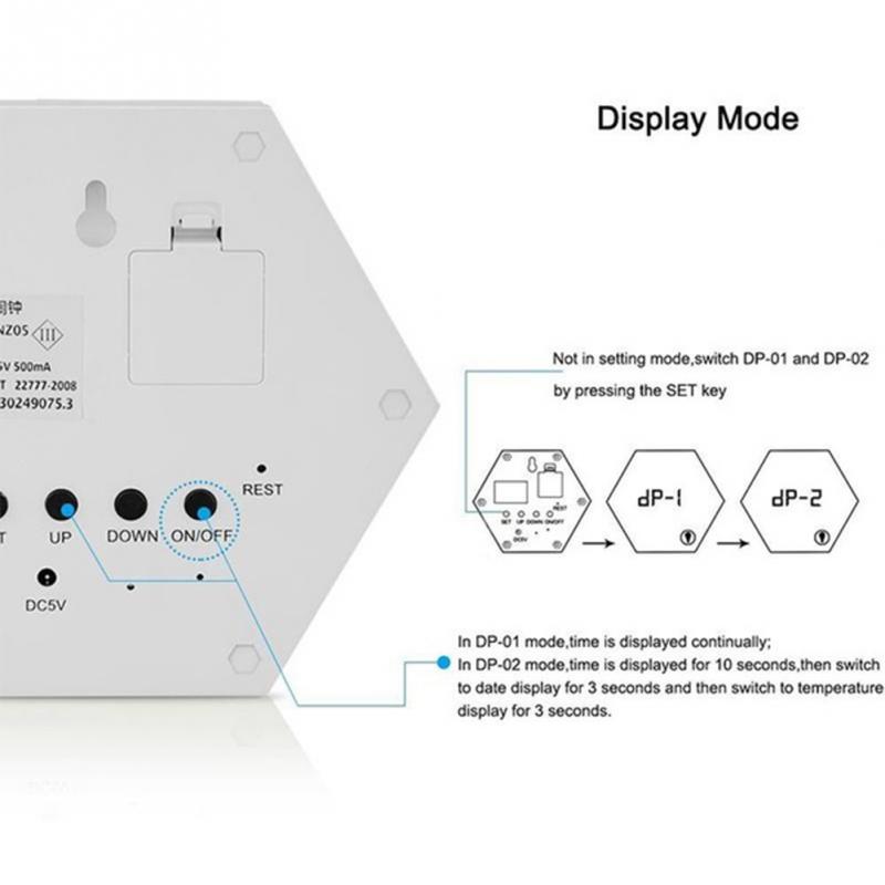 Multifunctional LED Light Touch Control Mirror Digital Display with Thermometer Night Light -White
