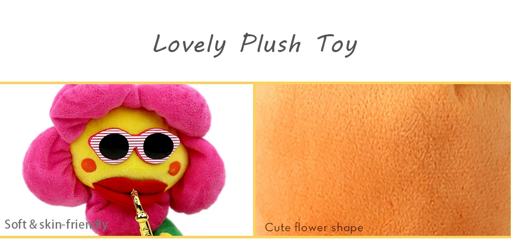 Plush Doll Funny Singing and Dancing Enchanting Sunflower Music Toys with Guitar Potted for Kids Gift