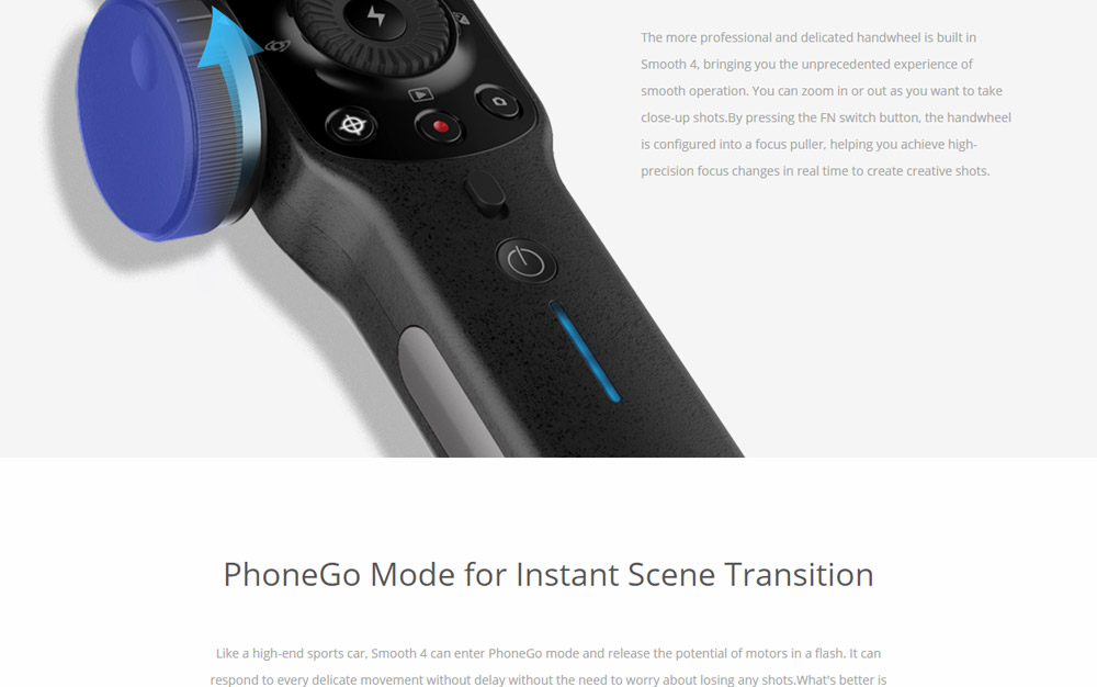 Zhiyun Smooth 4 3-Axis Brushless Handheld Gimbal Stabilizer for Smartphone - Black