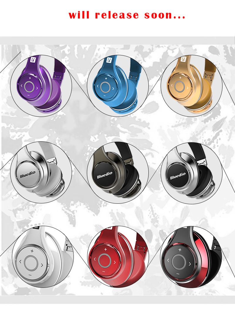 Bluedio UFO Bluetooth Headphones with Mic 3D Bass 8 Drivers HiFi - Black