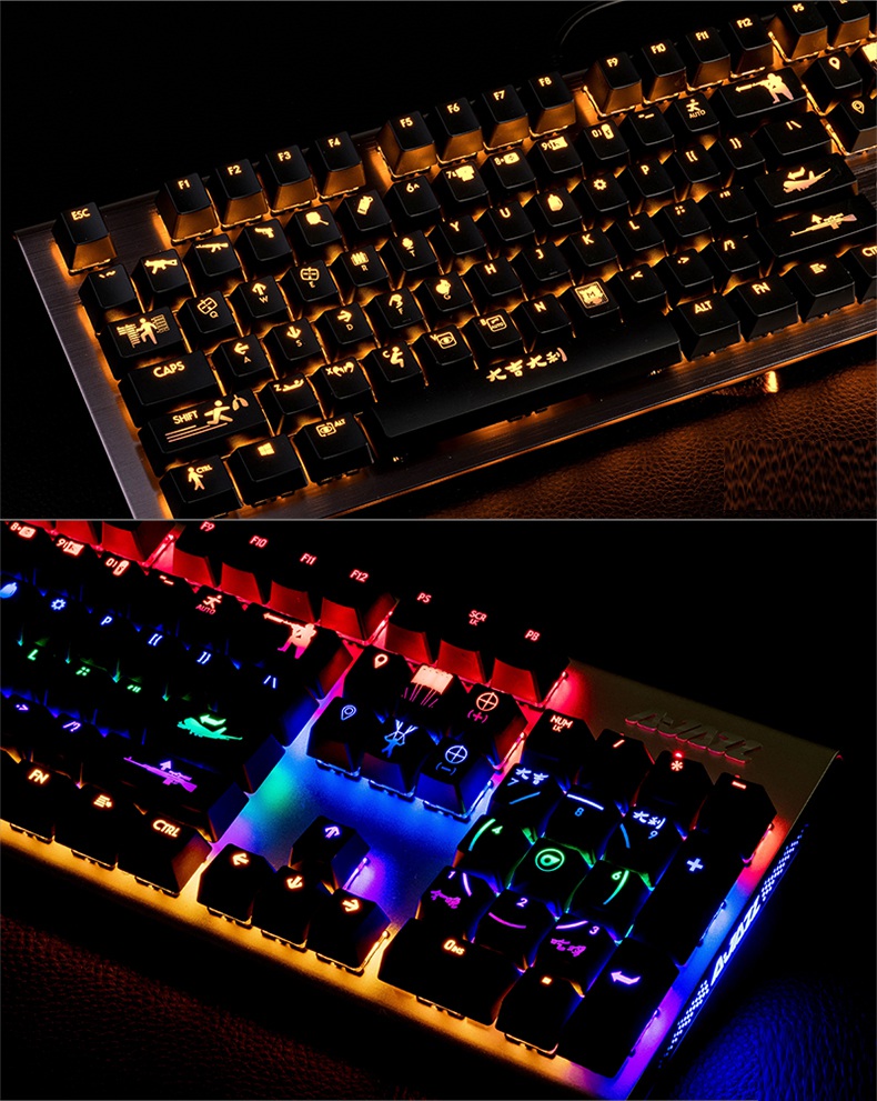 Ajazz 104 Keys DSA Profile Printed Keycaps For Mechanical Keyboard For PLAYERUNKNOWN'S BATTLEGROUNDS Game - Black