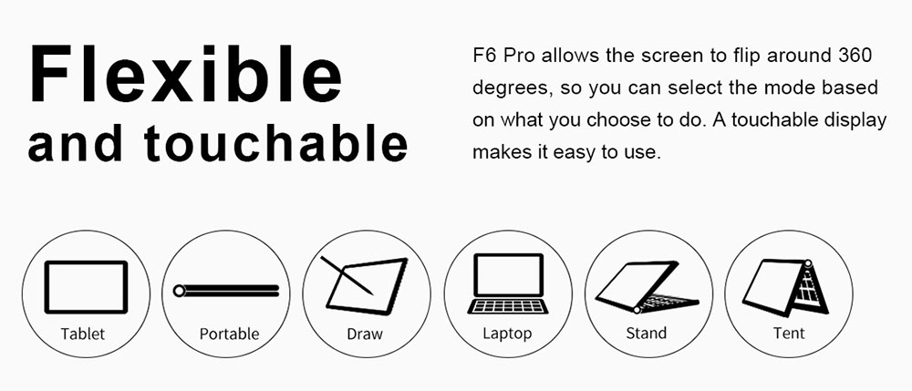 Teclast F6 Pro Notebook Fingerprints Intel Core m3-7Y30 Dual Core 13.3" 1920*1080 IPS Screen 8GB RAM 128GB ROM Windows 10 Dual Band Wifi - Silver