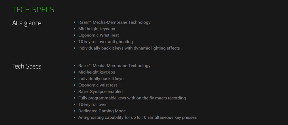 [HK Stock] Razer Ornata Wired Membrane Gaming Keyboard 104 Keys With Mid-Height Keycaps Wrist Rest Green Blacklight US Layout - Black