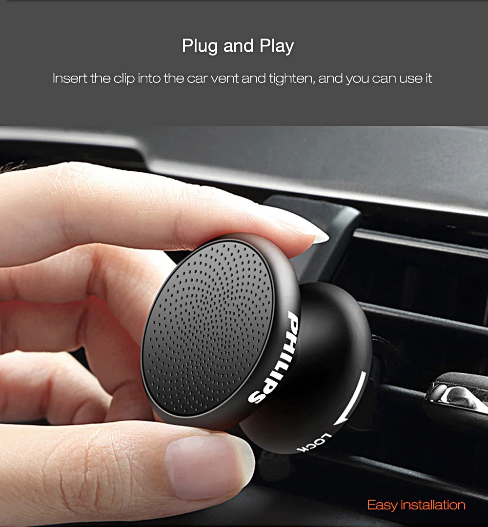 Philips DLK35006 Universal Car Mobile Phone Holder Outlet Magnetic Bracket For Tablet/Mobile Phone - Black